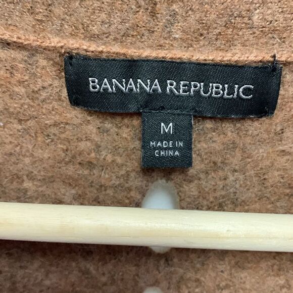 Banana Republic Brown Wool Blend Diamond Cutout Open Front LS Cardigan Size M - Picture 5 of 13